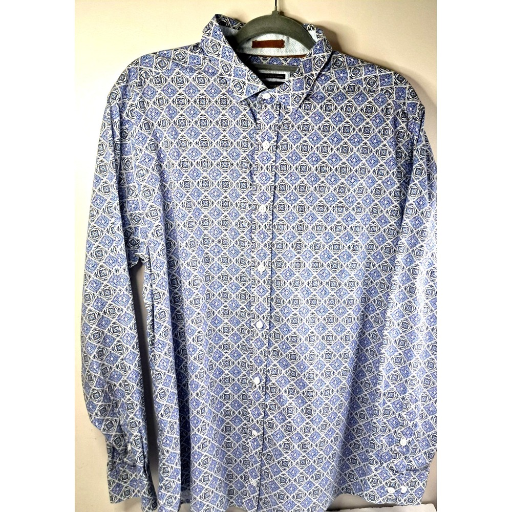 Johnston & Murphy Nordstrom Mosaic Print Long Sleeve Button Up Shirt Men's XL